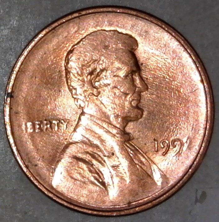 1992-P-Lincoln-Memorial-Cent-Struck-Through-Heavy-Grease-Found-CRH!
